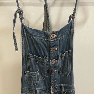 Anthropologie Denim Button-Up Overalls